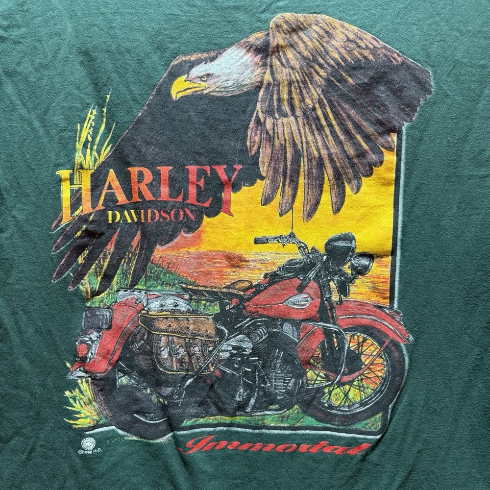 Vintage 1996 Harley-Davidson Green Long Sleeve T-Shirt Men's Size XL Pocket